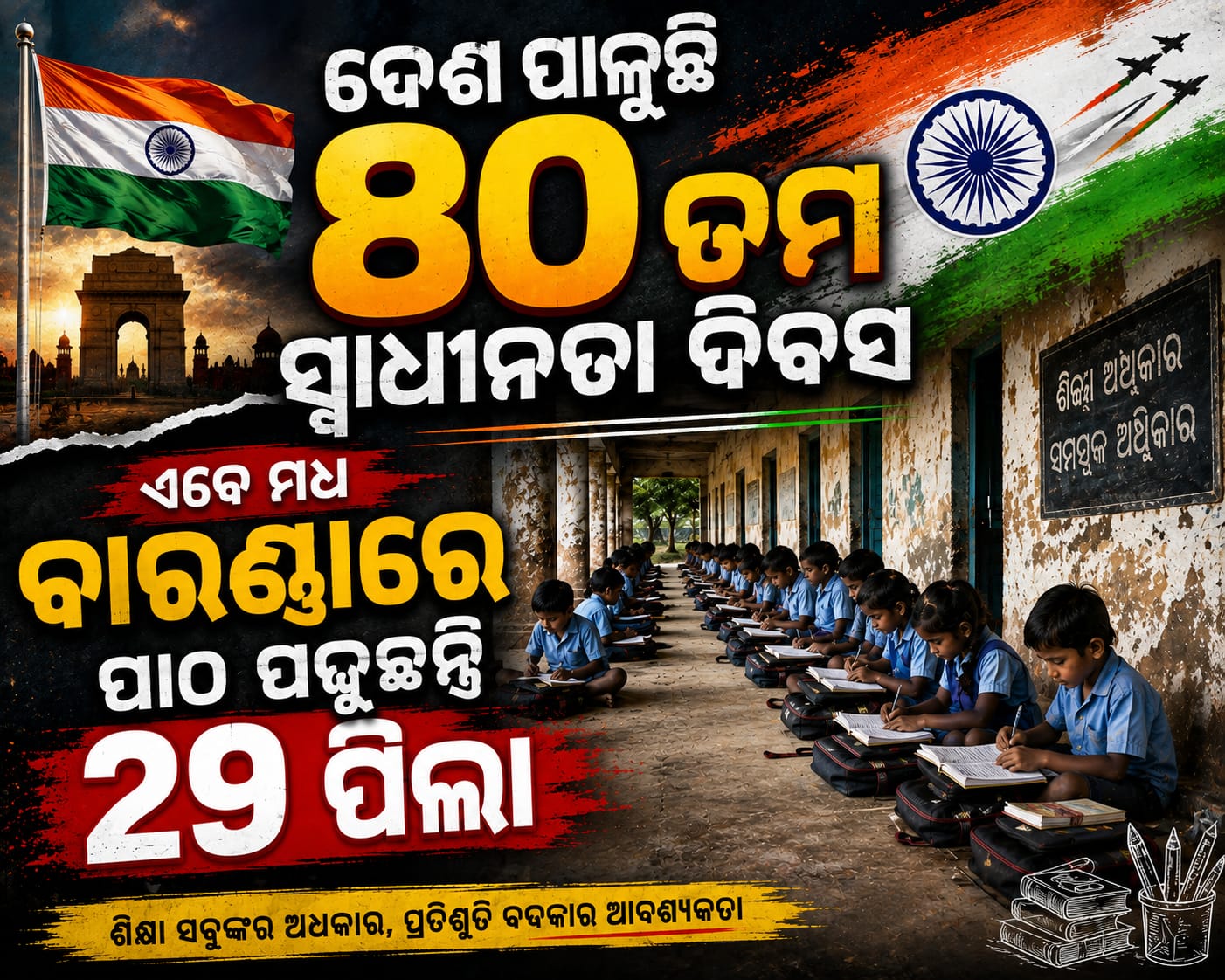 ୨୦ ବର୍ଷ ହେଲା ସ୍କୁଲ ଅଛି, ହେଲେ ନାହିଁ କୋଠରି: ବାରଣ୍ଡାରେ ପାଠ ପଢୁଛନ୍ତି ୨୯ ପିଲା