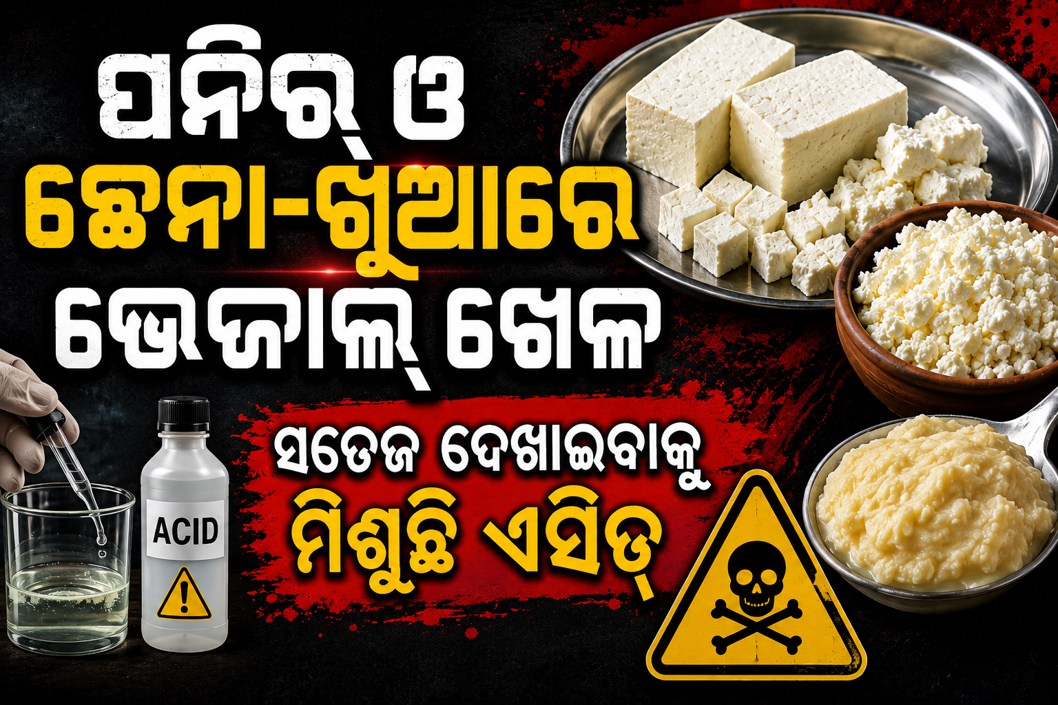 ପନିର୍‌ ପରେ ଛେନା-ଖୁଆରେ ଭେଜାଲ୍‌ ଖେଳ! ନରମ ଓ ସତେଜ ଦେଖାଇବାକୁ ମିଶୁଛି ଏସିଡ୍‌,