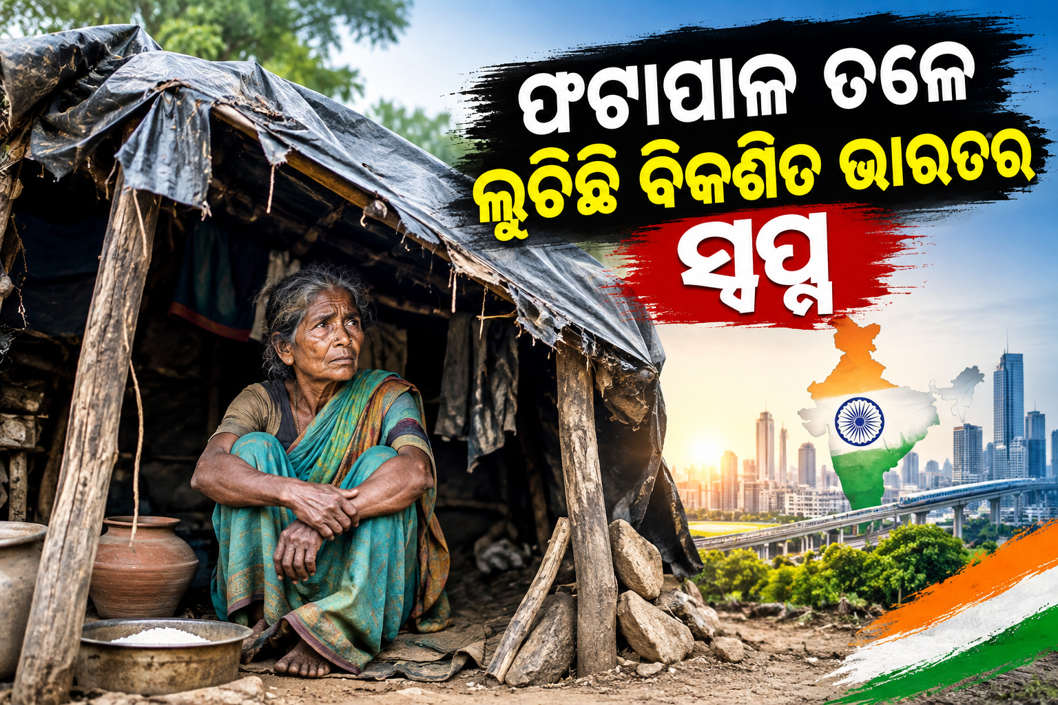 ପଲିଥିନ୍‌ ତଳେ ବିତୁଛି ଜୀବନ। ମୁଣ୍ଡ ଉପରେ ଛାତ ନାହିଁ,ପଦ୍ମିନୀଙ୍କ ମୁଣ୍ଡ ଉପରେ କେବେ ପକ୍କା ଛାତ