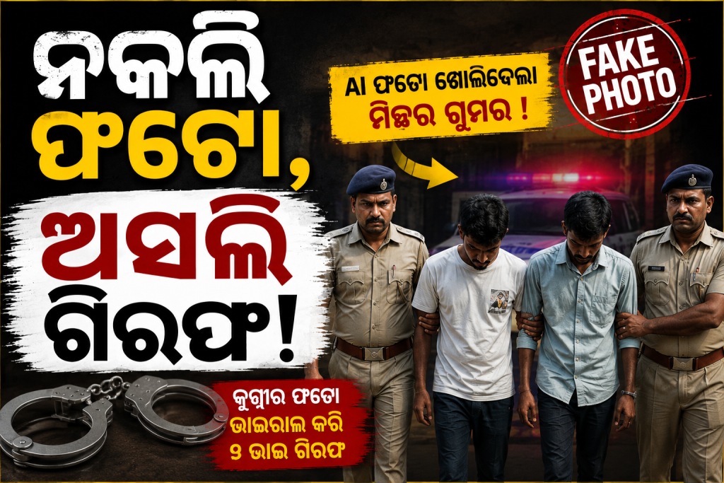 AI ଫଟୋ ଖୋଲିଦେଲା ମିଛର ଗୁମର! କୁମ୍ଭୀର ଆତଙ୍କ ଖେଳାଇ ୨ ଭାଇ ଗିରଫ